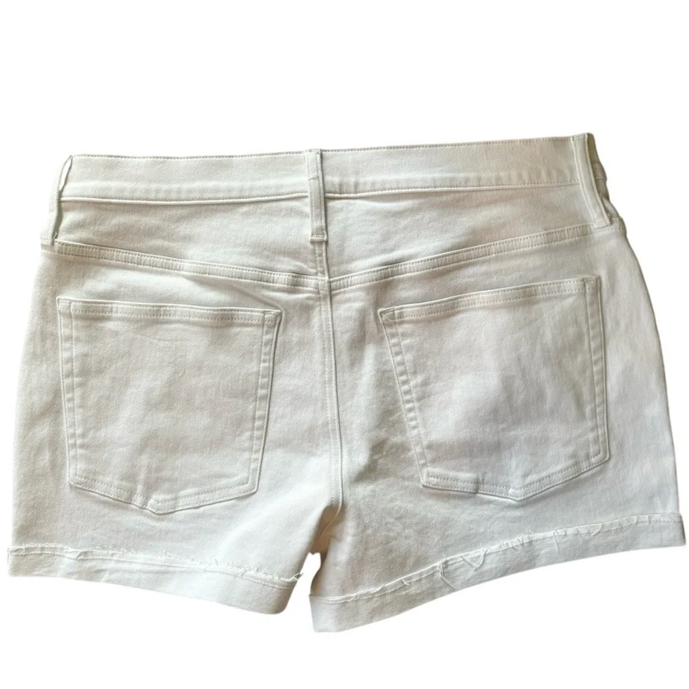 J.Crew Mid-Rise Denim Short In White 30X4” Stretch Raw Hem Cuff Resort Vacation
